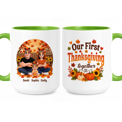 Personalized Thanksgiving Accent Mug – Our First Thanksgiving Together Mug - New Family Thanksgiving Gift