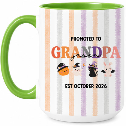 Personalized Halloween New Grandpa Grandma Mug Set - Custom Promoted to Grandparents Accent Mug