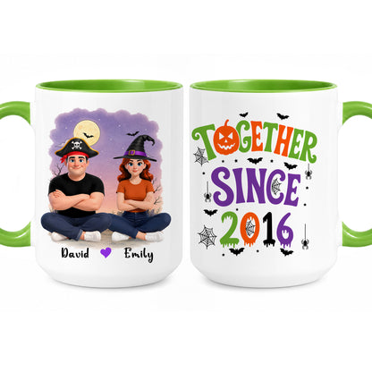 Personalized Halloween Couple Mug - Together Since Accent Mug - Halloween Gift for Couples