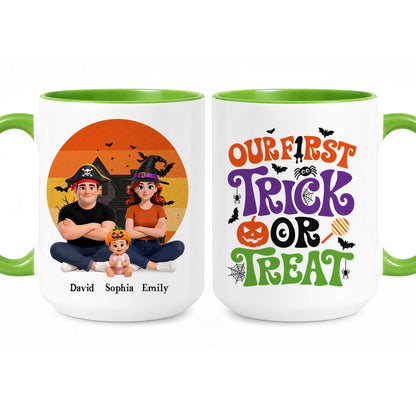 Personalized Halloween Family Mug - Our First Trick or Treat Accent Mug - New Family Halloween Gift