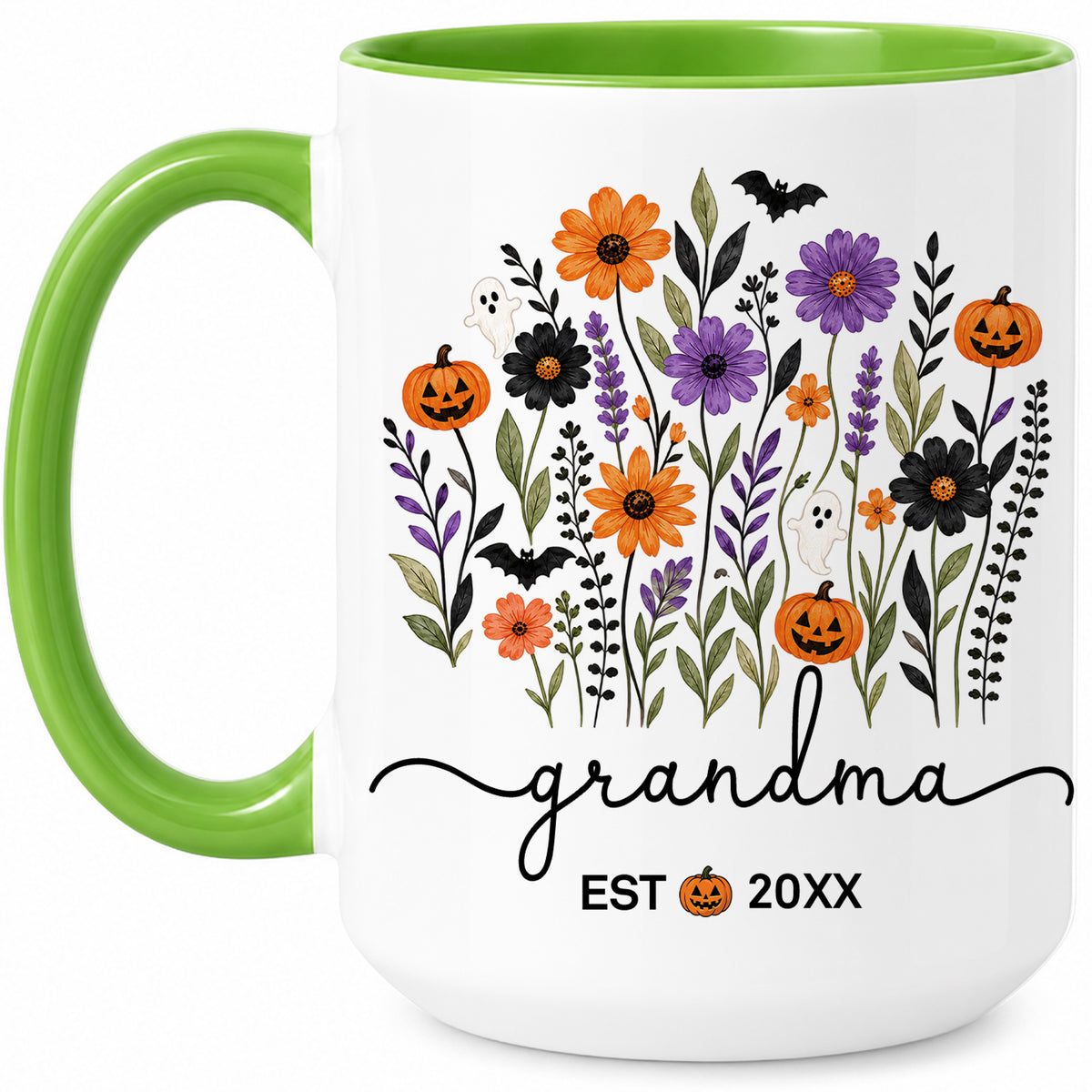 Personalized Halloween Grandparent Mug Set - Custom Grandma Grandpa Accent Mugs - New Grandparents Spooky Gift