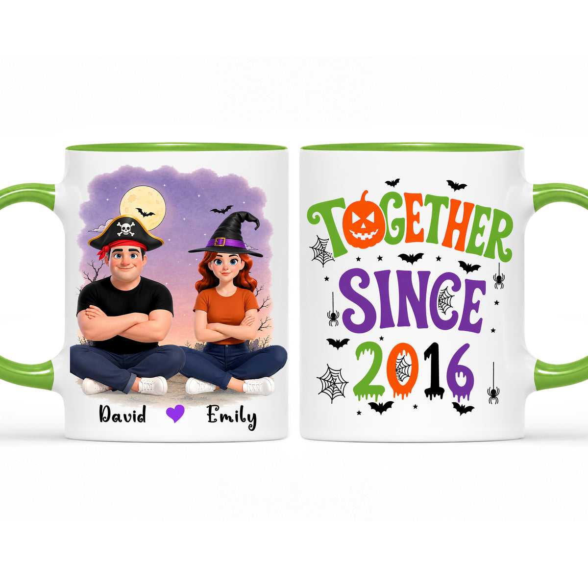 Personalized Halloween Couple Mug - Together Since Accent Mug - Halloween Gift for Couples