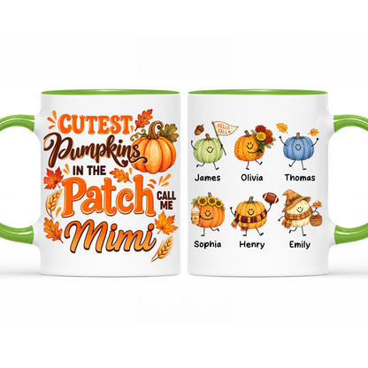 Personalized Thanksgiving Mug - The Cutest Pumpkins Call Me Mimi - Thanksgiving Gift for Mom, Grandma
