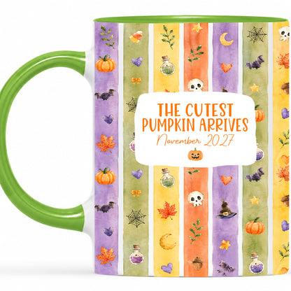 Personalized Halloween Mug - The Cutest Pumpkin Arrives - Baby Arriving Gift for Family