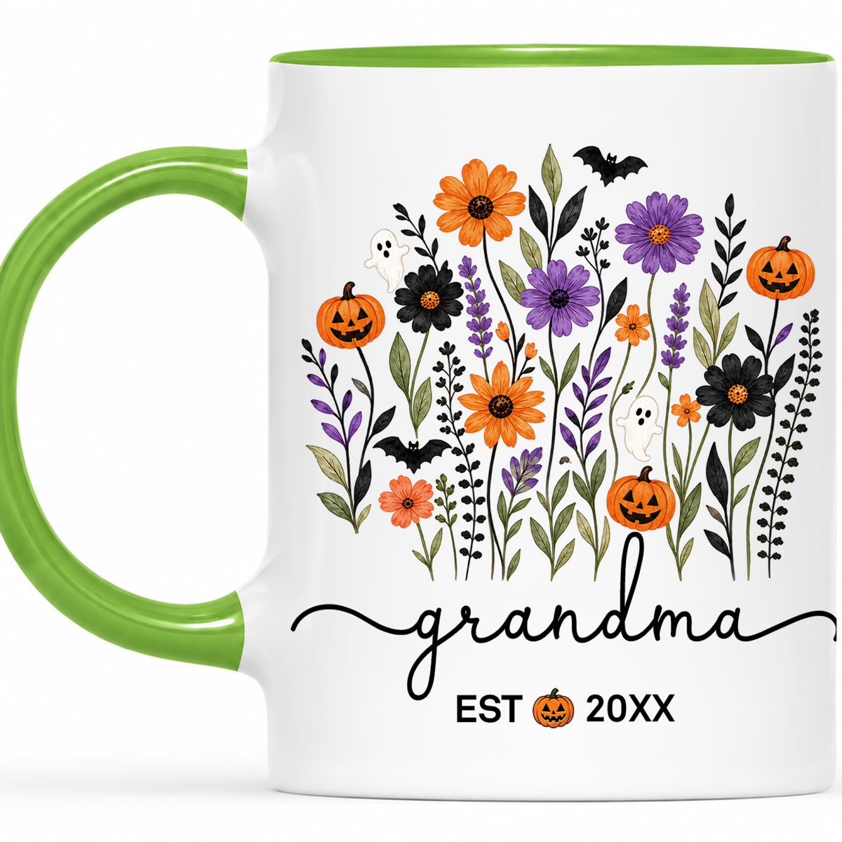 Personalized Halloween Grandparent Mug Set - Custom Grandma Grandpa Accent Mugs - New Grandparents Spooky Gift