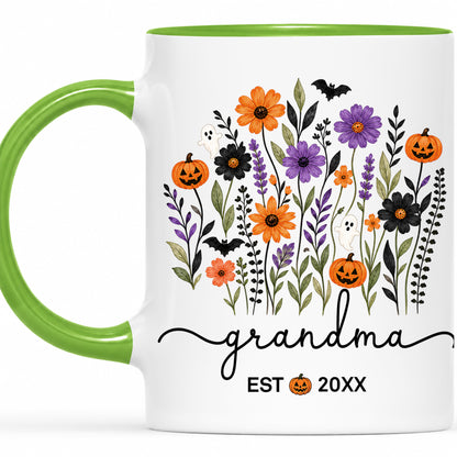 Personalized Halloween Grandparent Mug Set - Custom Grandma Grandpa Accent Mugs - New Grandparents Spooky Gift