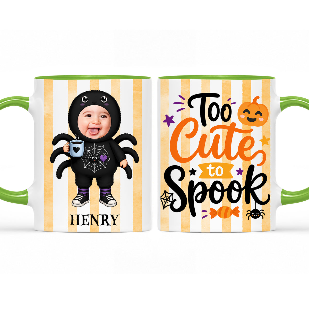 Personalized Halloween Baby Mug - Custom Photo Baby Kid Accent Mug - Cute Spooky Baby Gift