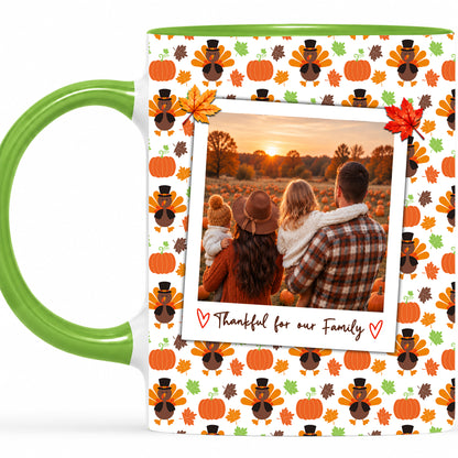 Personalized Thanksgiving Mug - Custom Photo & Message Accent Mug - Family Thanksgiving Gift