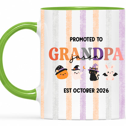 Personalized Halloween New Grandpa Grandma Mug Set - Custom Promoted to Grandparents Accent Mug