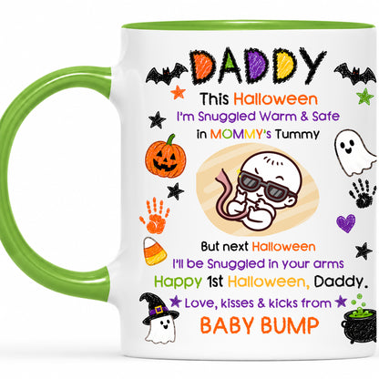 Personalized Baby's First Halloween Mug for New Dad, From Baby Bump - Halloween Gift for New Family
