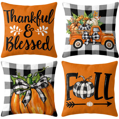 Thanksgiving Fall Decorative Pillow Set of 2 or 4, Harvest Throw Pillows for Home Decor, Gifts for Family