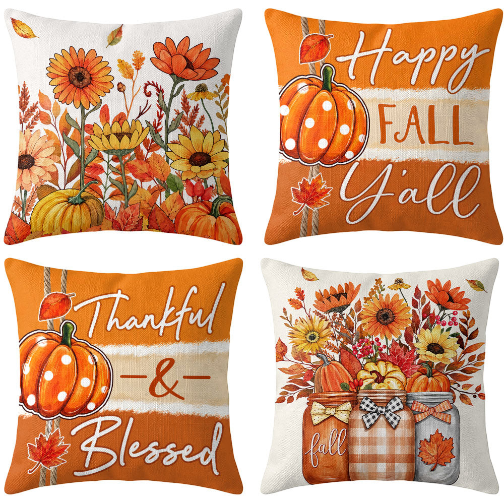 Thanksgiving Fall Decorative Pillow Set of 2 or 4, Harvest Throw Pillows for Home Decor, Gifts for Family