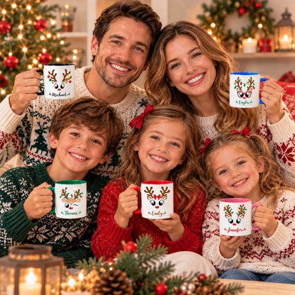 Personalized Christmas Matching Mug - Reindeer Mug Sets for Families, Groups, Businesses & Teams - Christmas Gift