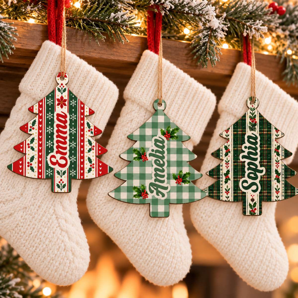 Personalized Custom Shape Wood Ornament - Custom Name Christmas Tree Ornament - Christmas Family Gifts
