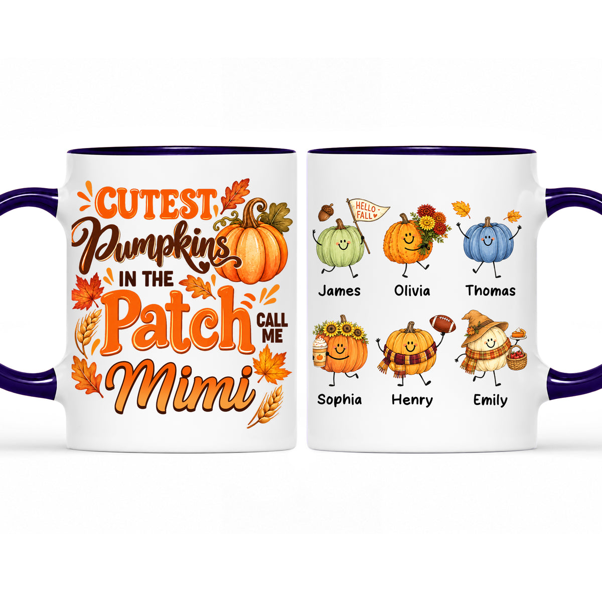 Personalized Thanksgiving Mug - The Cutest Pumpkins Call Me Mimi - Thanksgiving Gift for Mom, Grandma