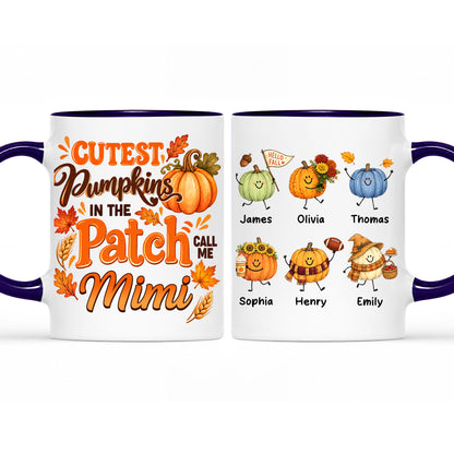 Personalized Thanksgiving Mug - The Cutest Pumpkins Call Me Mimi - Thanksgiving Gift for Mom, Grandma