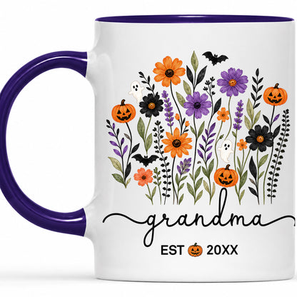 Personalized Halloween Grandparent Mug Set - Custom Grandma Grandpa Accent Mugs - New Grandparents Spooky Gift