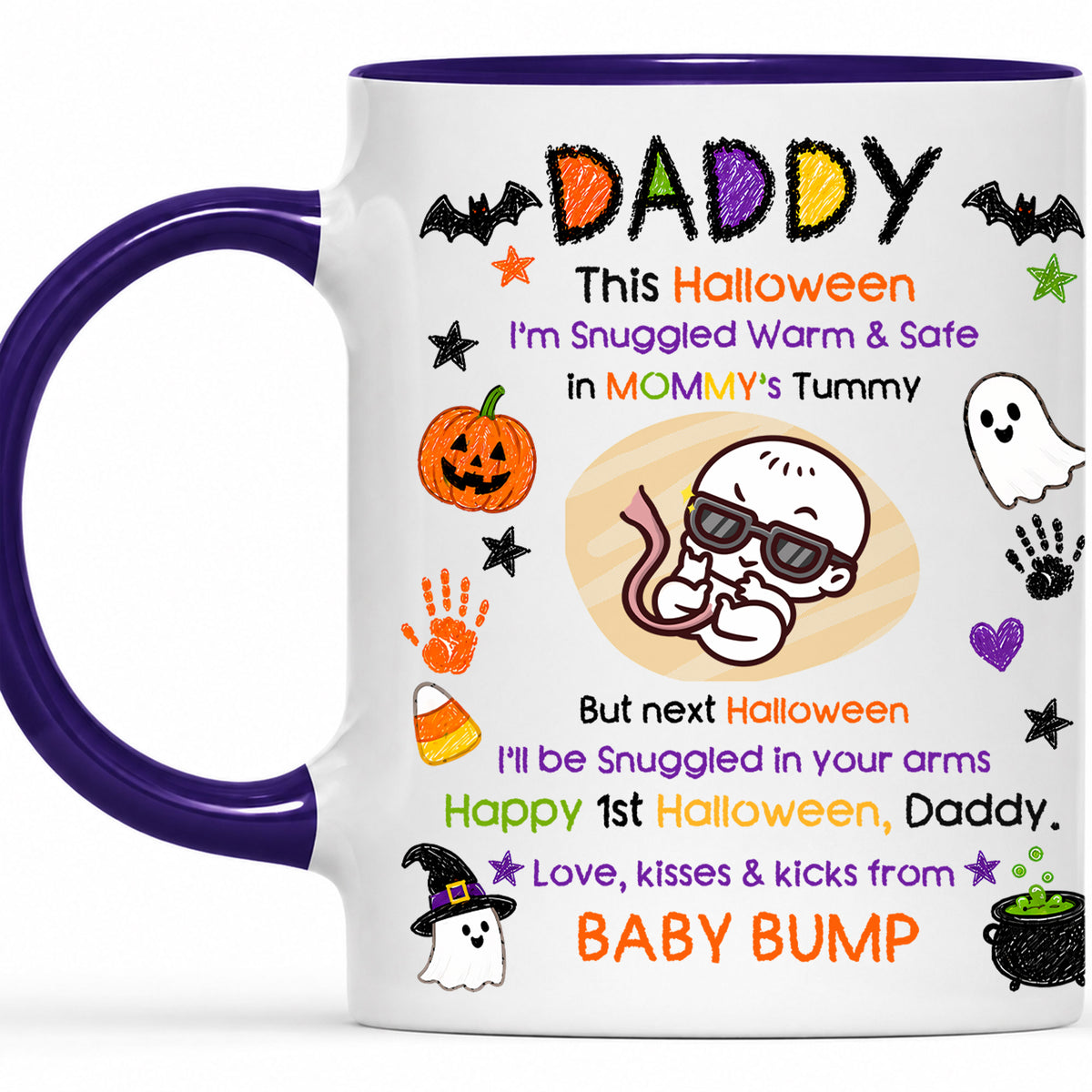 Personalized Baby's First Halloween Mug for New Dad, From Baby Bump - Halloween Gift for New Family