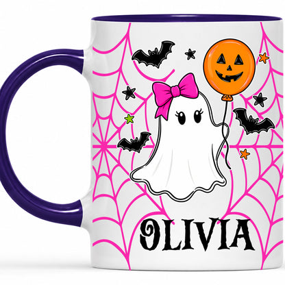 Personalized Halloween Family Mug Set - Custom Name Ghost Accent Mug - Matching Halloween Mugs for Family