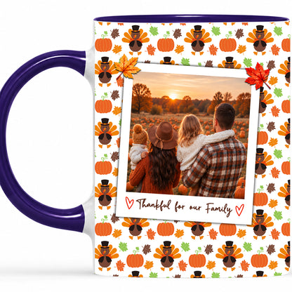 Personalized Thanksgiving Mug - Custom Photo & Message Accent Mug - Family Thanksgiving Gift