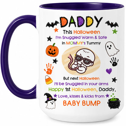 Personalized Baby's First Halloween Mug for New Dad, From Baby Bump - Halloween Gift for New Family