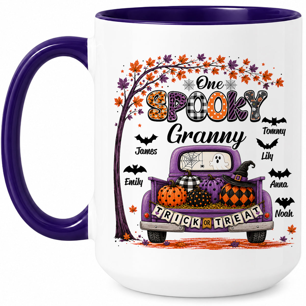 Personalized Halloween Accent Mug - One Spooky Granny Coffee Cup - Halloween Gift for Grandma, Mom