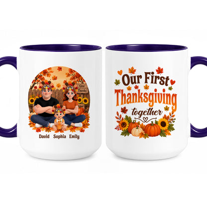 Personalized Thanksgiving Accent Mug – Our First Thanksgiving Together Mug - New Family Thanksgiving Gift