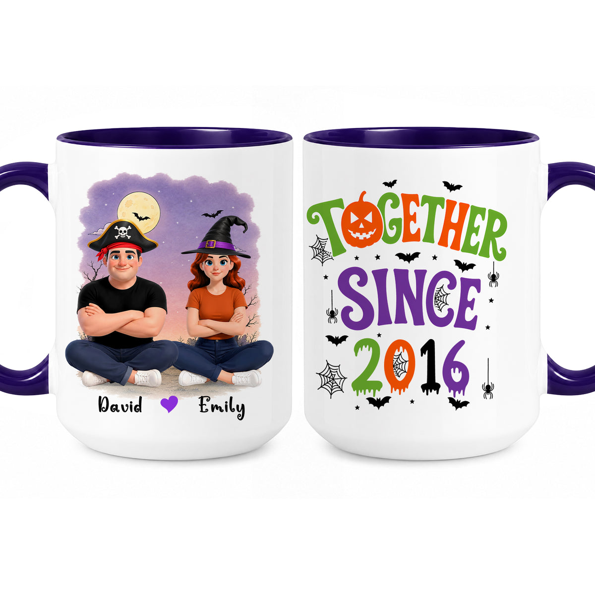 Personalized Halloween Couple Mug - Together Since Accent Mug - Halloween Gift for Couples