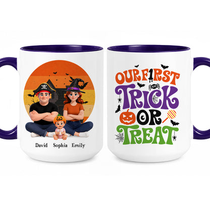 Personalized Halloween Family Mug - Our First Trick or Treat Accent Mug - New Family Halloween Gift