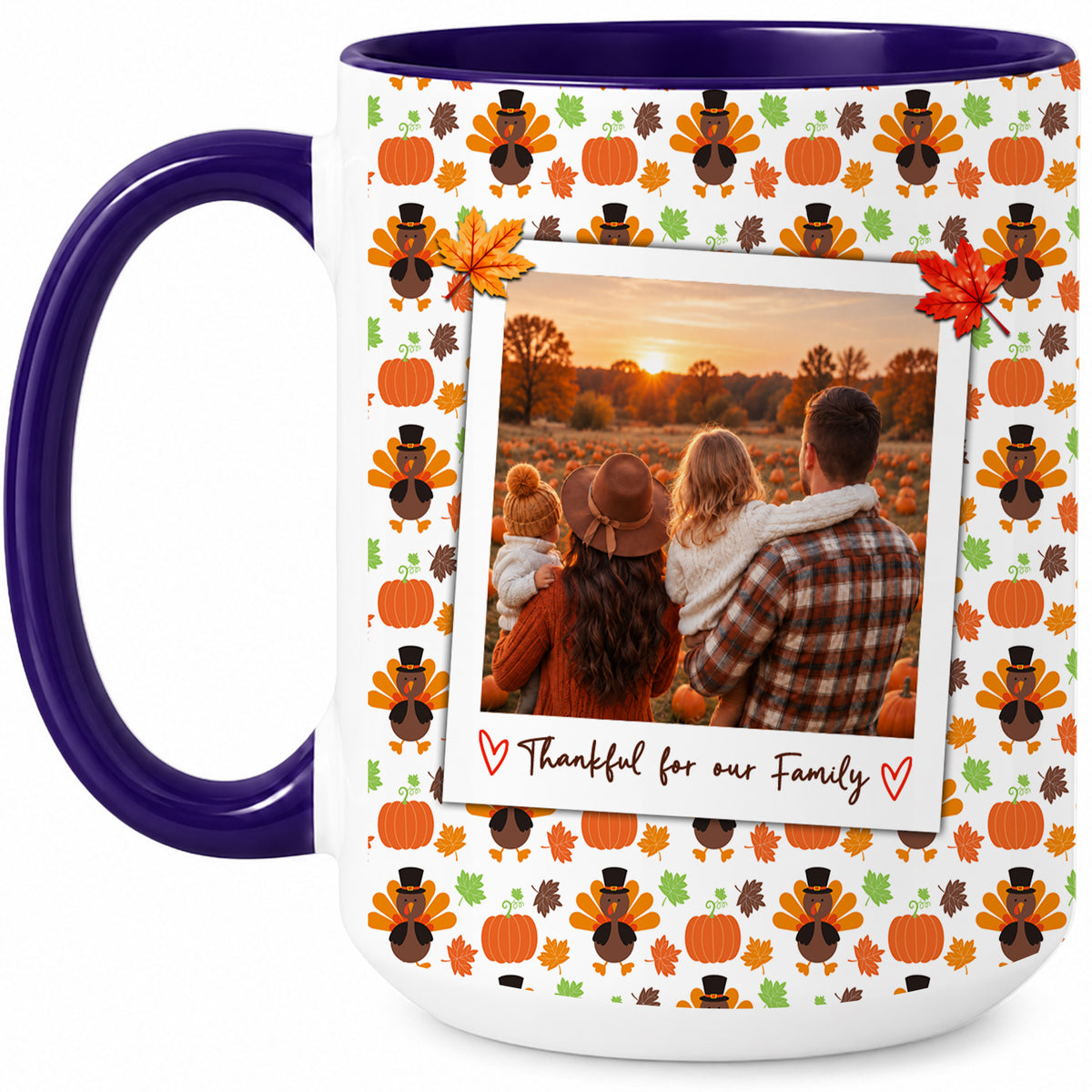 Personalized Thanksgiving Mug - Custom Photo & Message Accent Mug - Family Thanksgiving Gift