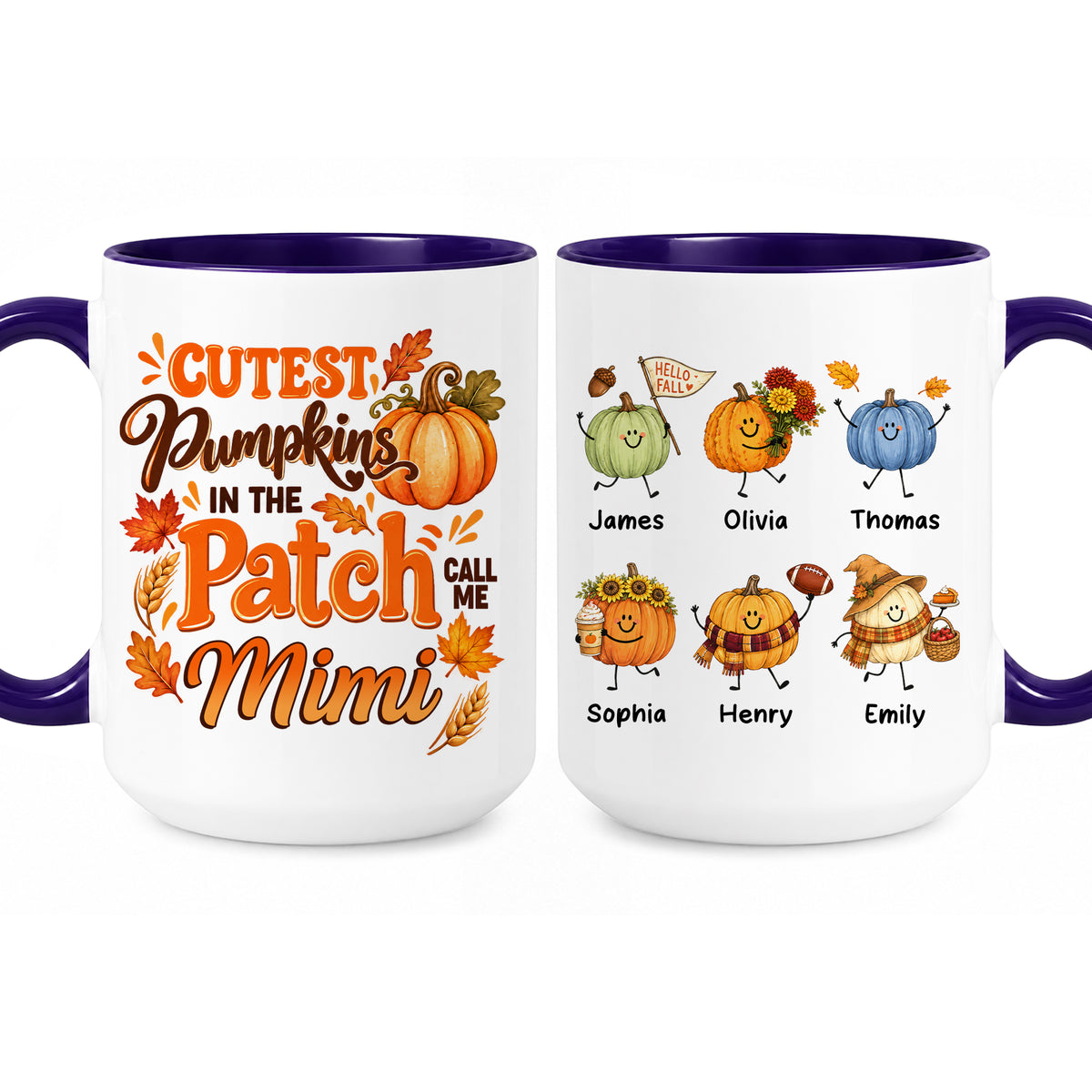 Personalized Thanksgiving Mug - The Cutest Pumpkins Call Me Mimi - Thanksgiving Gift for Mom, Grandma