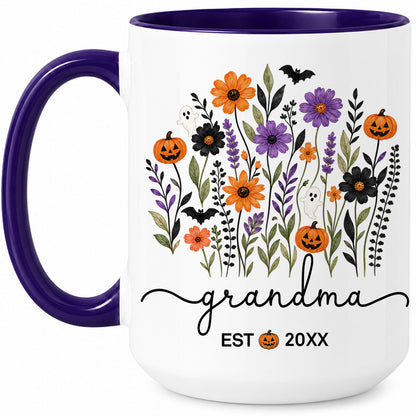 Personalized Halloween Grandparent Mug Set - Custom Grandma Grandpa Accent Mugs - New Grandparents Spooky Gift