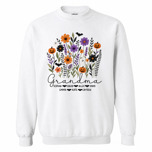 Personalized Halloween Grandma Shirt - Custom Name T-Shirt Sweatshirt - Gift for Family, Spooky Season Gift
