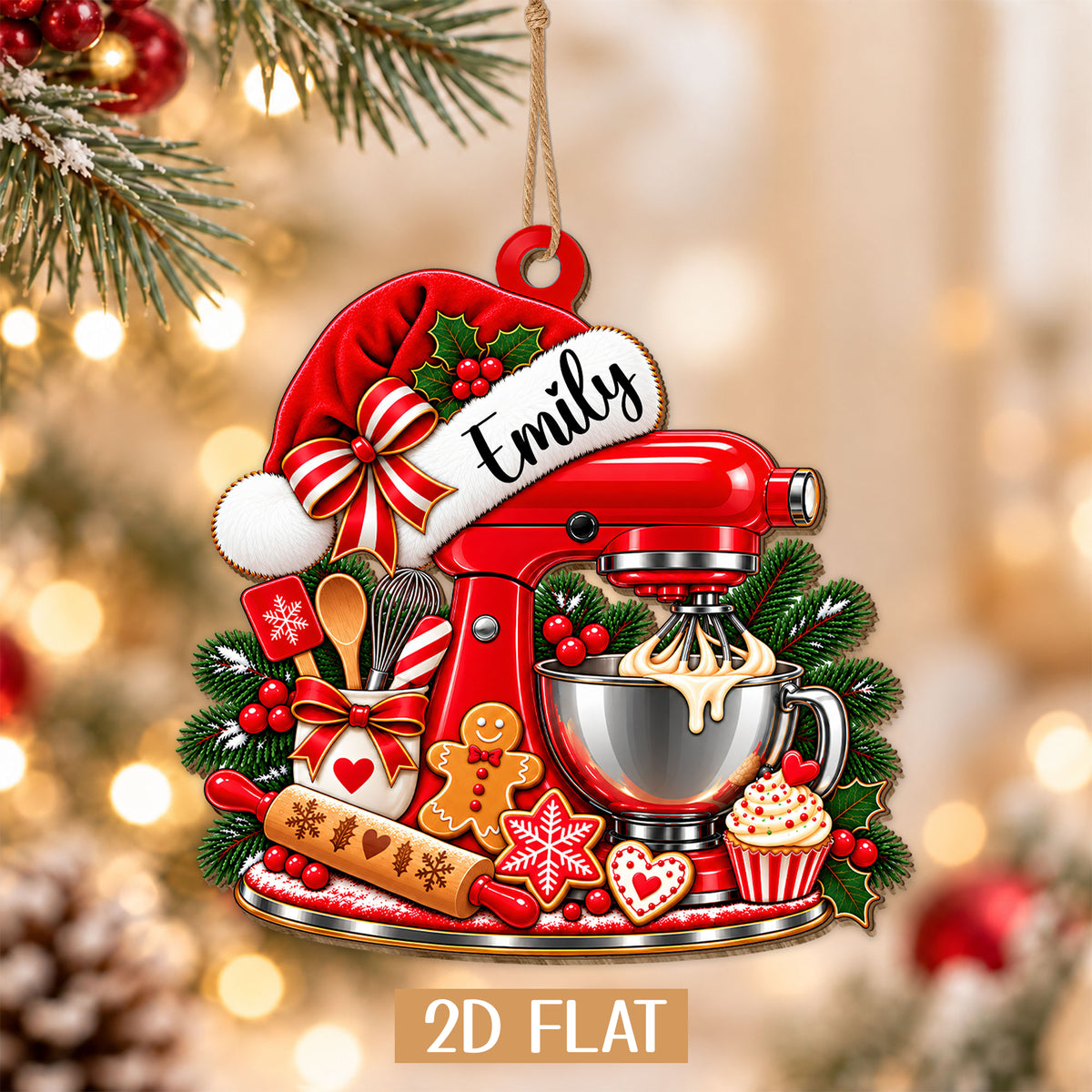 Personalized Custom Shape Wood Ornament - Baking Mixer Christmas Ornament - Gift for Baking Lovers