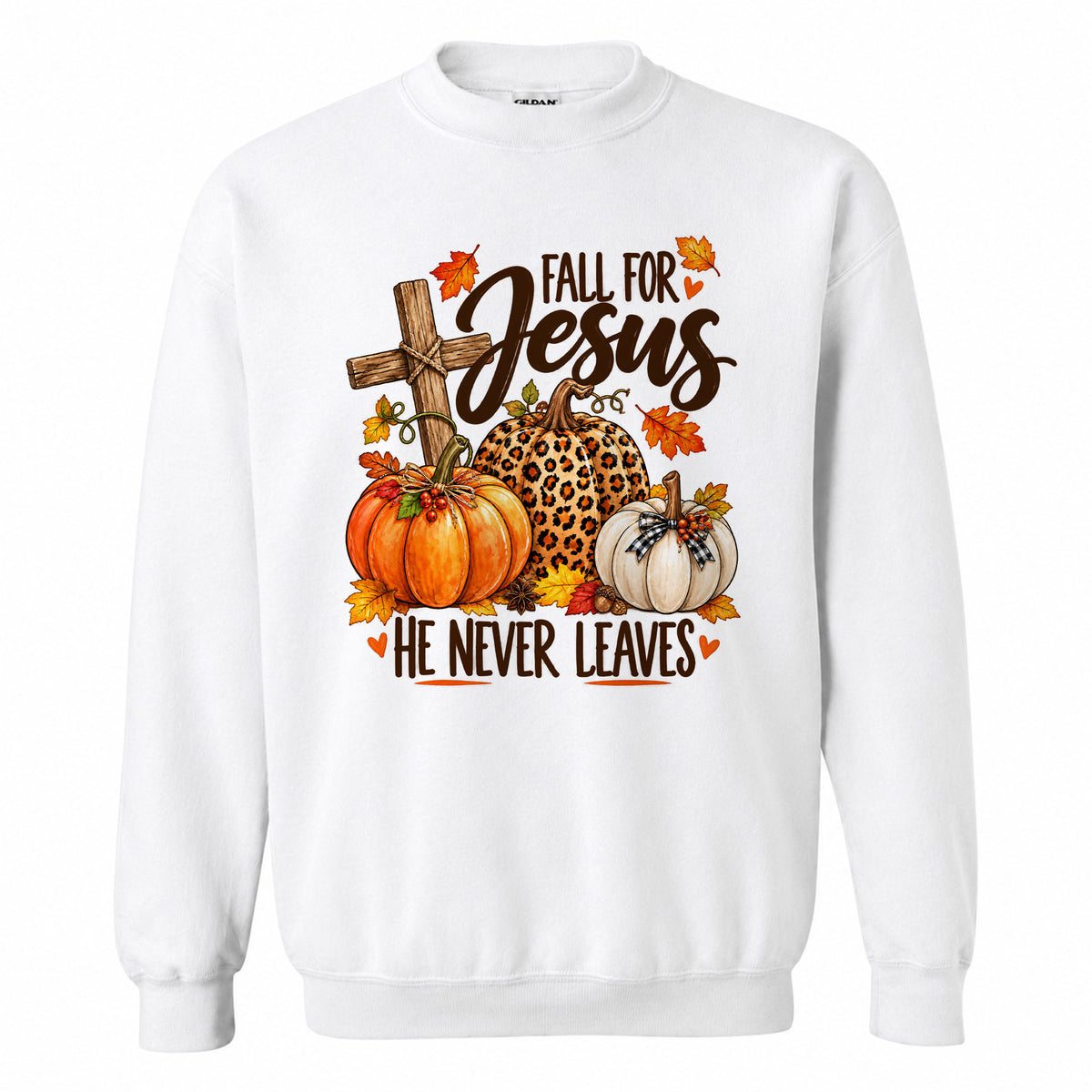 Christian Thanksgiving Shirt - Fall For Jesus He Never Leaves - Trendy Fall Gift for Friends