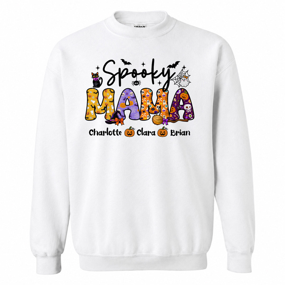Personalized Halloween Sweatshirt - Spooky Mama - Custom Mama Grandma T-shirt Sweatshirt, Spooky Season Gift for Mom & Grandma