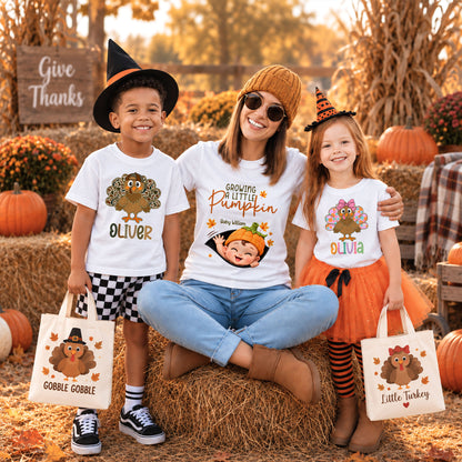 Personalized Pumpkin Baby Shirt - Growing A Little Pumpkin Shirt - New Baby Gift