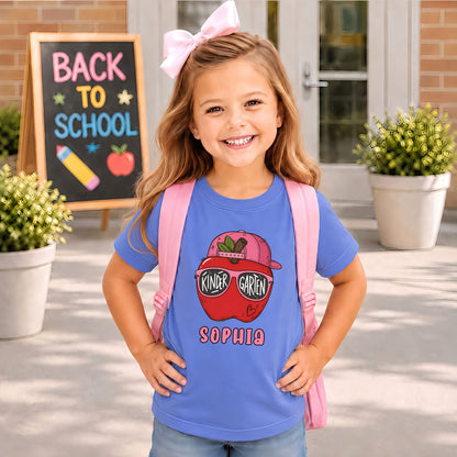Apple School Shirt - Custom Kid Name & Grade T-shirt - First Day of School Gift for Boys & Girls