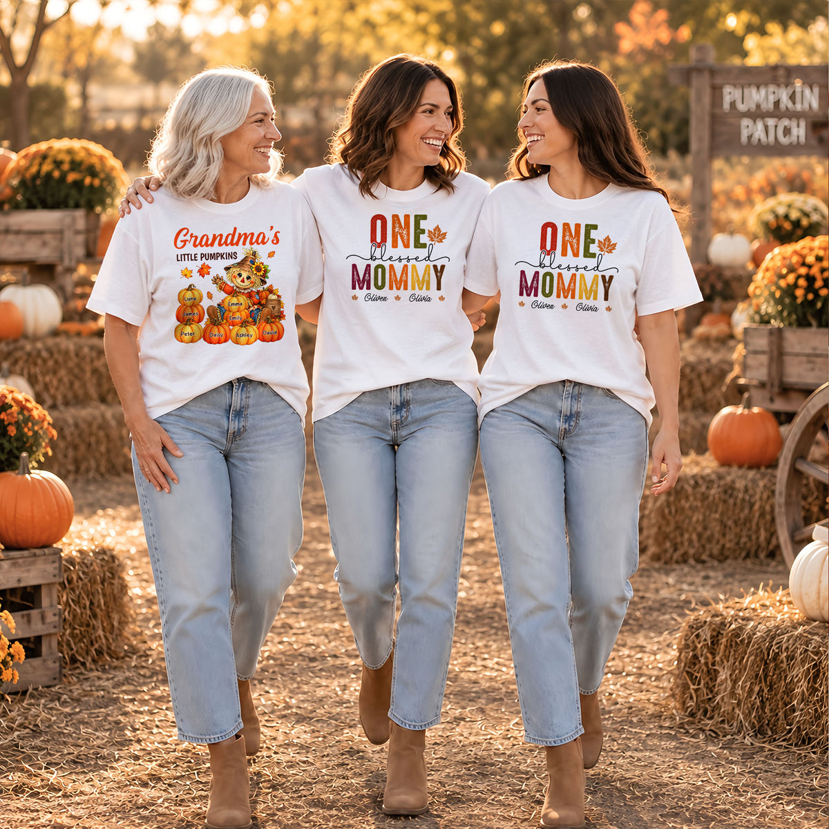 Personalized Thanksgiving Shirt - Custom Grandma's Little Pumpkins - Fall Gift for Grandma, Mom