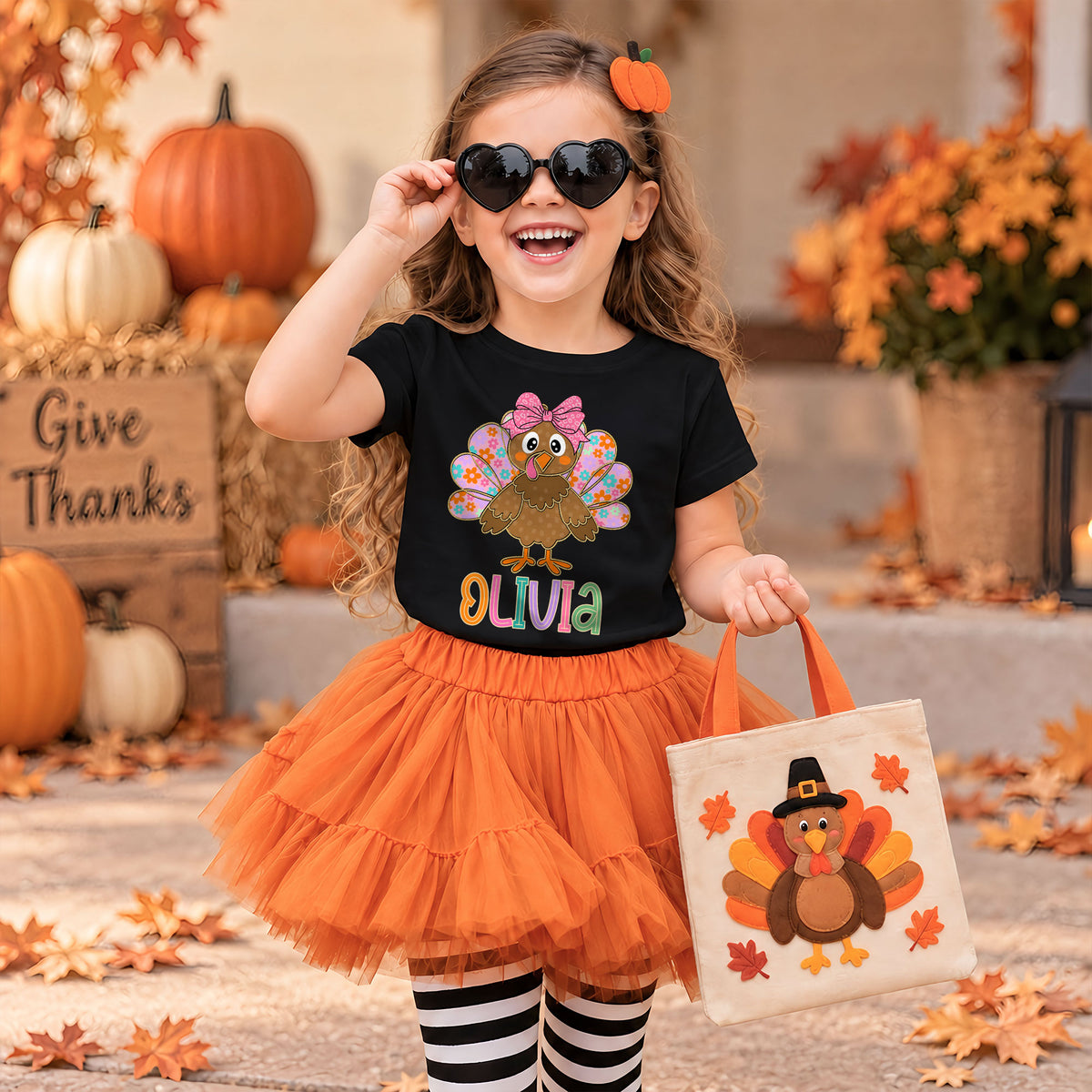 Personalized Thanksgiving Kids T-Shirt - Custom Turkey Shirt for Boys and Girls - Cute Fall Outfit, Thanksgiving Gift for Kids