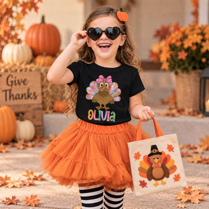 Personalized Thanksgiving Kids T-Shirt - Custom Turkey Shirt for Boys and Girls - Cute Fall Outfit, Thanksgiving Gift for Kids