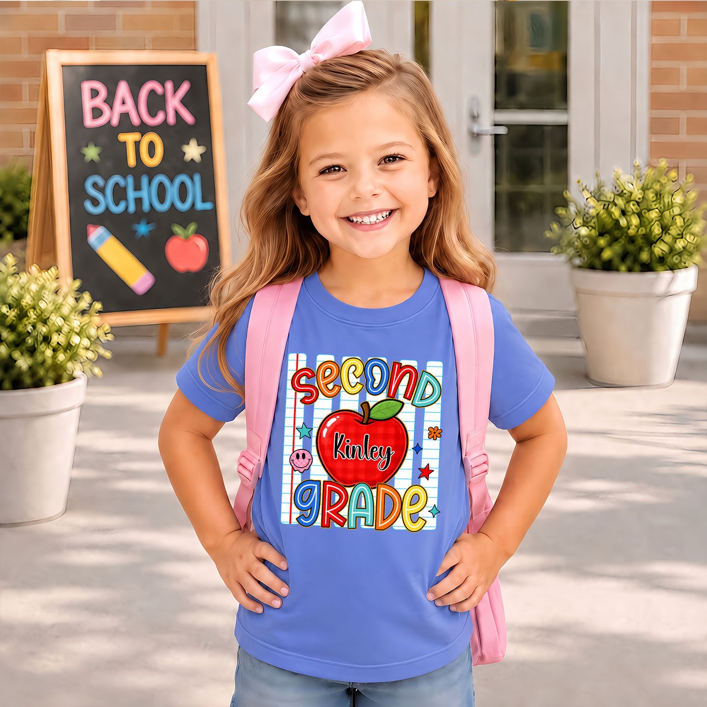 Personalized Colorful School Shirt - Custom Name & Grade Kid T-shirt - Back To School Gift for Boys & Girls