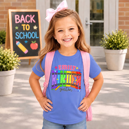 Crayon School Shirt - Custom Name & Grade Kid T-shirt - Back To School Gift for Boys & Girls