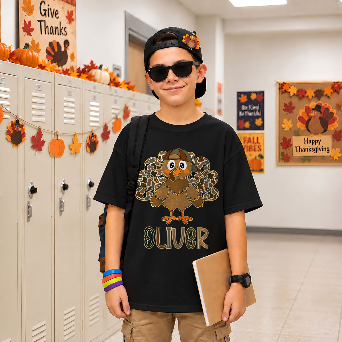 Personalized Thanksgiving Kids T-Shirt - Custom Turkey Shirt for Boys and Girls - Cute Fall Outfit, Thanksgiving Gift for Kids