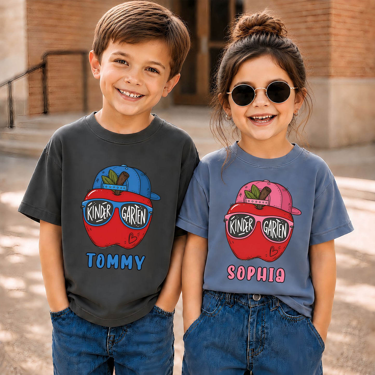 Apple School Shirt - Custom Kid Name & Grade T-shirt - First Day of School Gift for Boys & Girls