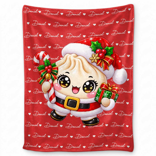 Personalized Christmas Squishy Blanket - Custom Dumpling Characters Christmas Blanket - Cute Christmas Gifts for Kids