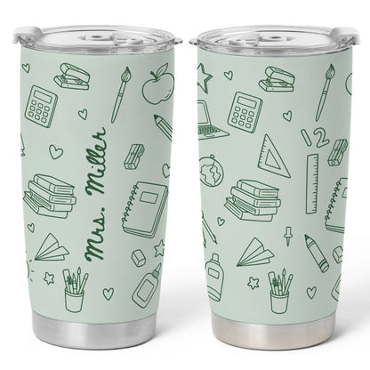 Personalized Teacher Tumbler - Teacher To Go Cup - Custom Teacher Name Stainless Steel Tumbler, Gift for Teacher