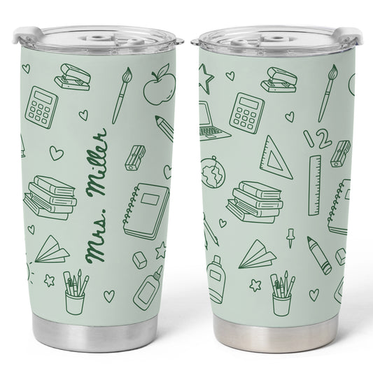 Personalized Teacher Tumbler - Teacher To Go Cup - Custom Teacher Name Stainless Steel Tumbler, Gift for Teacher