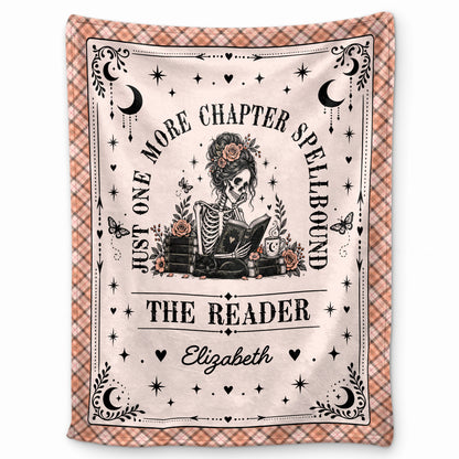 Personalized Halloween Blanket for Book Lovers - Custom Name Reading Skeleton Blanket - Gothic Reader Throw - Spooky Bookish Gift