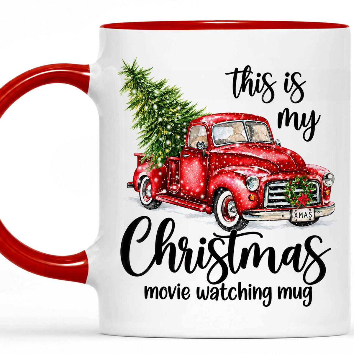 Christmas Movie Mug, Red Truck Christmas Tree Coffee Mug, Holiday Gift for Family